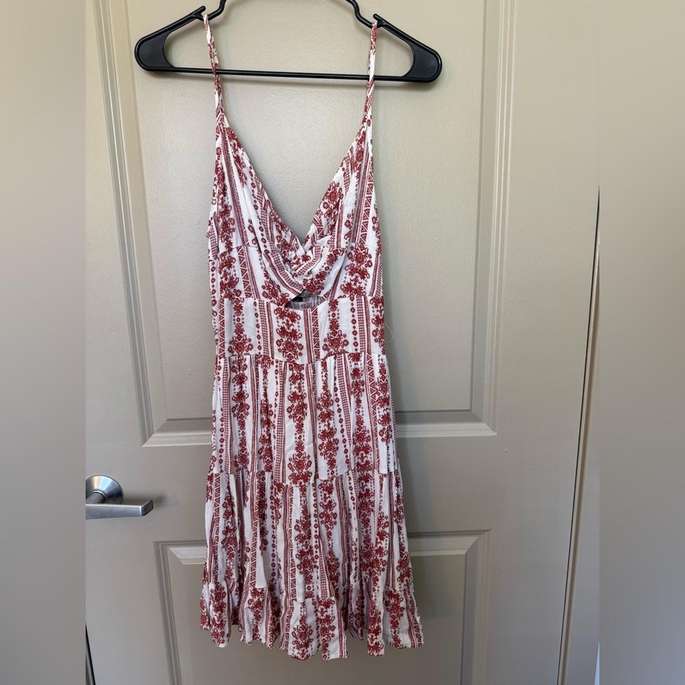 Red and White Floral Dress
